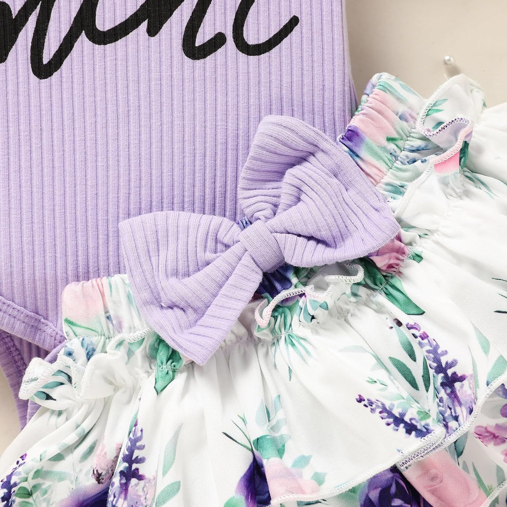 3PCS Mama's Mini Letter Printed Floral Baby Set