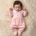 Lovely Bow Embroidery Long Sleeve Velvet Baby Jumpsuit