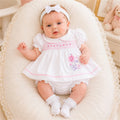 2PCS Gorgeous Short Sleeve Floral Embroidery Baby Romper