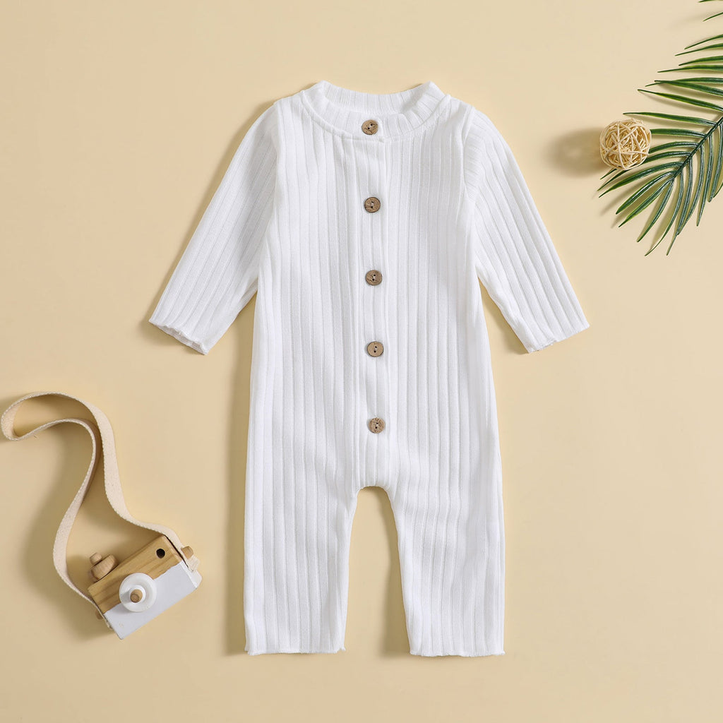 Classic Solid Color Baby Long Sleeve Jumpsuit