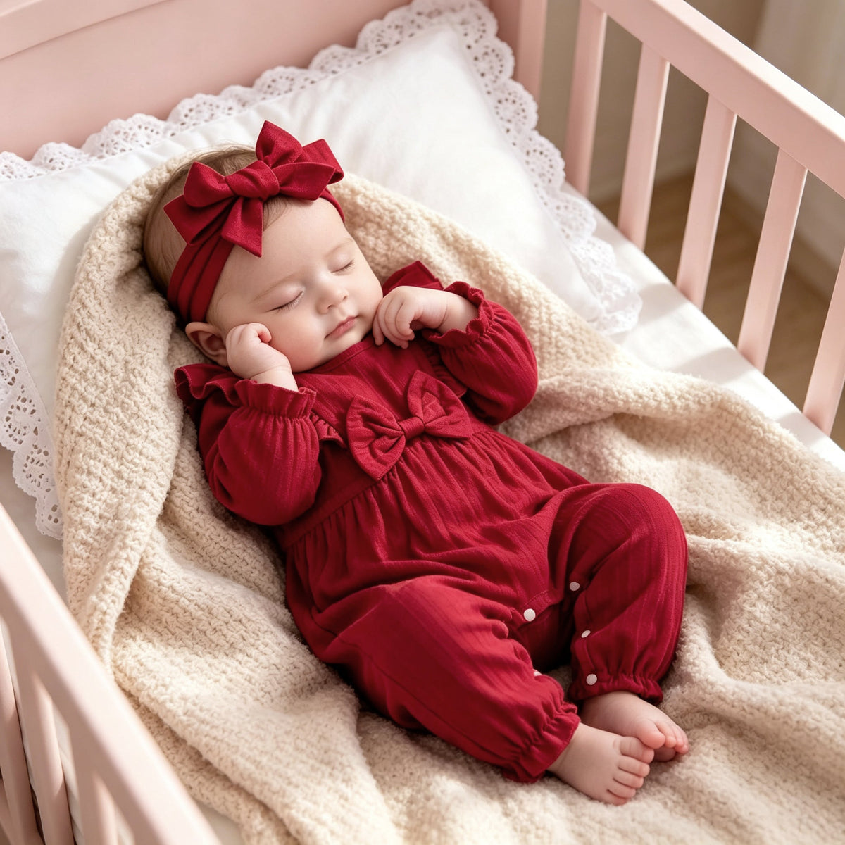 2PCS Timeless Solid Color Long Sleeve Baby Jumpsuit