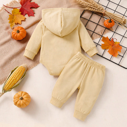 2PCS Baby Thanksgiving “Give Thanks to the Lord” Hoodie & Long Sleeve Set