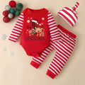 3PCS Lovely My 1st Christmas Letter Deer Stripe Print Baby Set