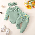 3PCS Pretty Daisy Print Tulle Long Sleeve Baby Girl Set