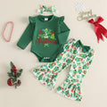 3PCS Sweet My 1st Christmas Tree Letter Embroidery Baby Set
