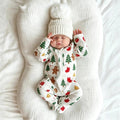Christmas Tree Gingerbread Print Zipper Long Sleeve Baby Jumpsuit