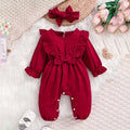 2PCS Timeless Solid Color Long Sleeve Baby Jumpsuit