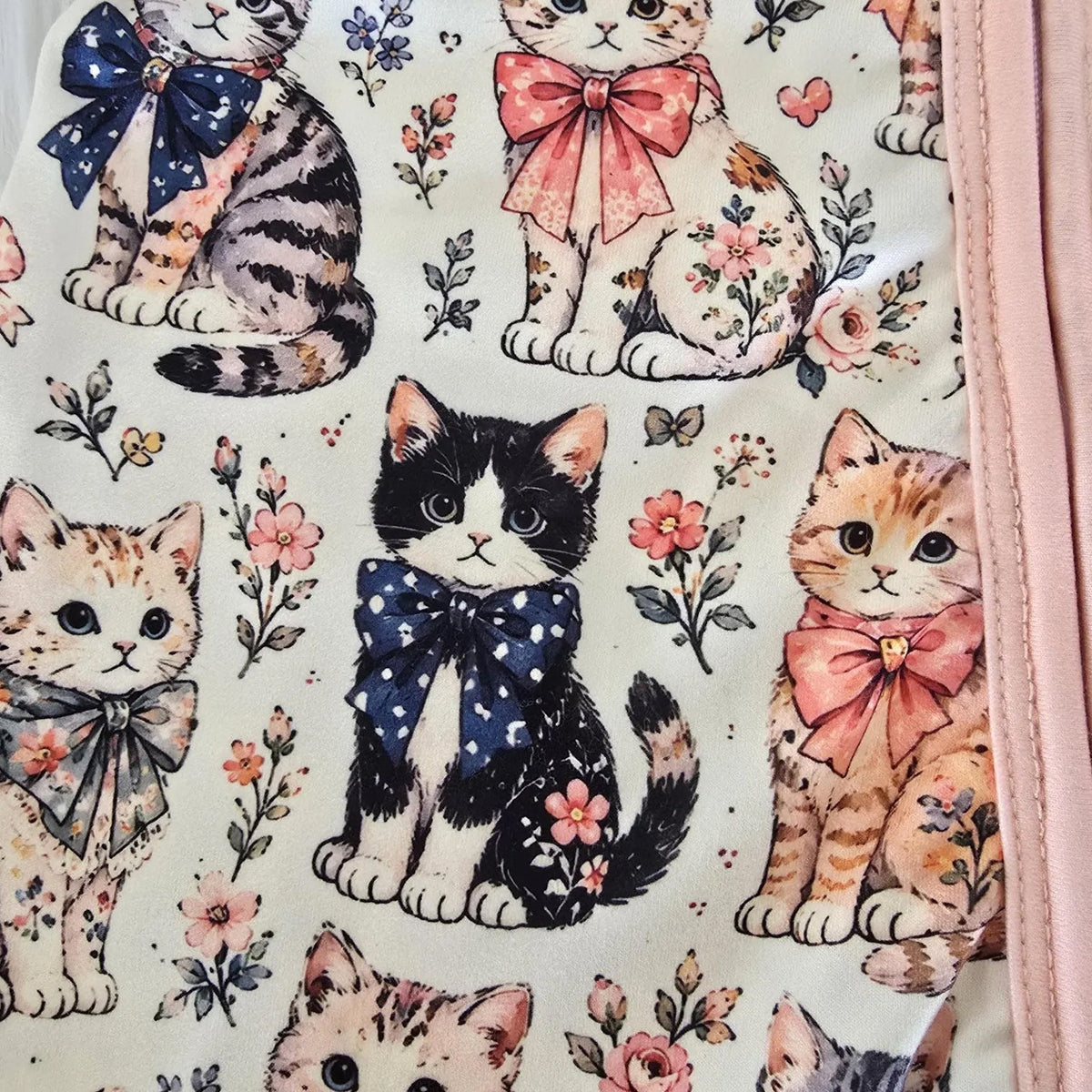 Lovely Cat and Floral Print Ruffle Zipper Long Sleeve Baby Girl Jumpsuit
