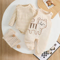 2PCS Adorable Tiger Embroidery Stripe Printed Baby Set