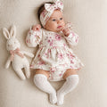 2PCS Gorgeous Floral Printed Ruffle Baby Girl Romper