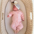 Comfy Solid Color Knit Long Sleeve Baby Girl Jumpsuit