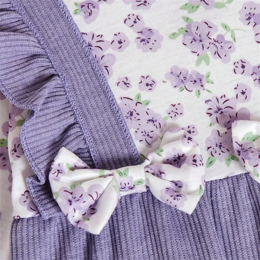 2PCS Chic Floral Print Long Sleeve Baby Girl Jumpsuit
