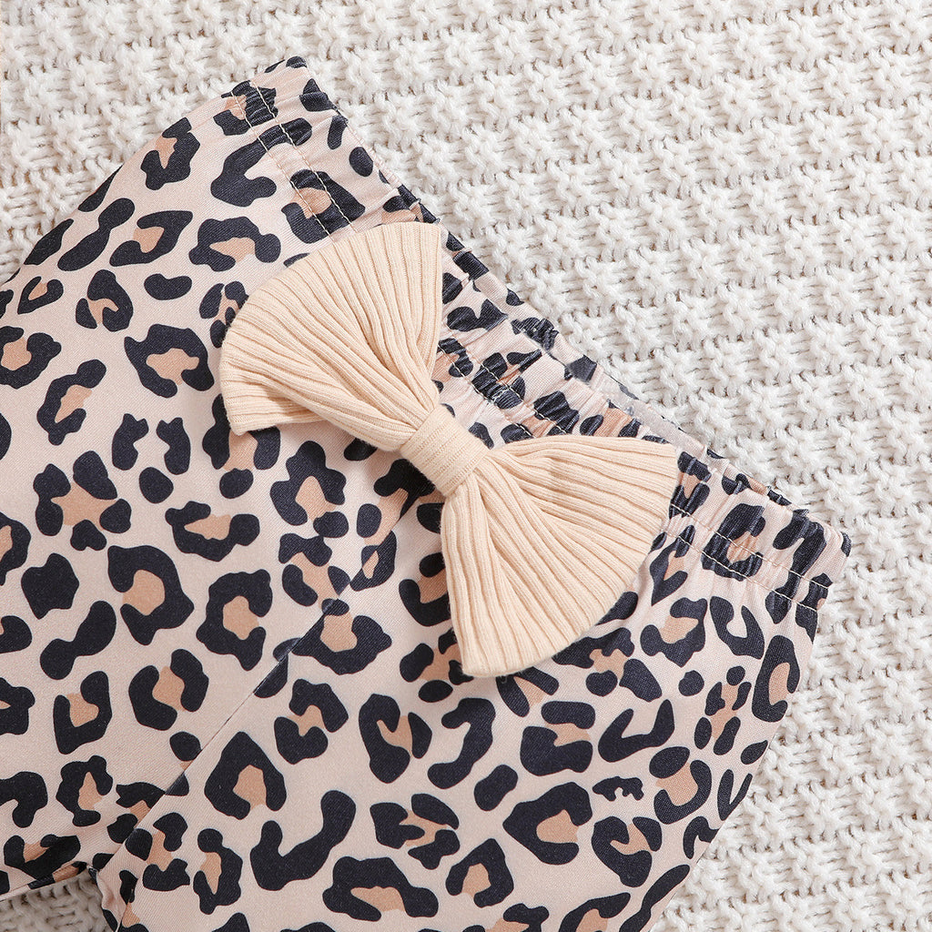 3PCS Mama's Girl Letter Leopard Printed Baby Set