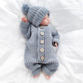 2PCS Adorable Solid Color Long Sleeve Knit Baby Jumpsuit