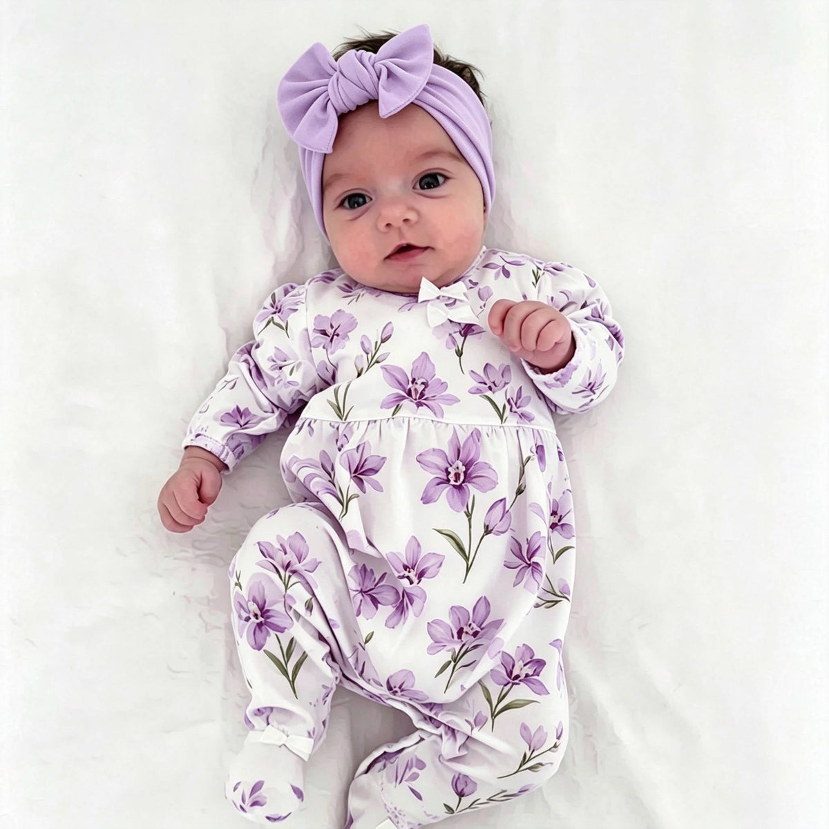 Grace Floral Printed Long Sleeve Baby Jumpsuit