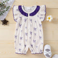 Sweet Allover Bow Print Flutter Sleeve Baby Girl Jumpsuit