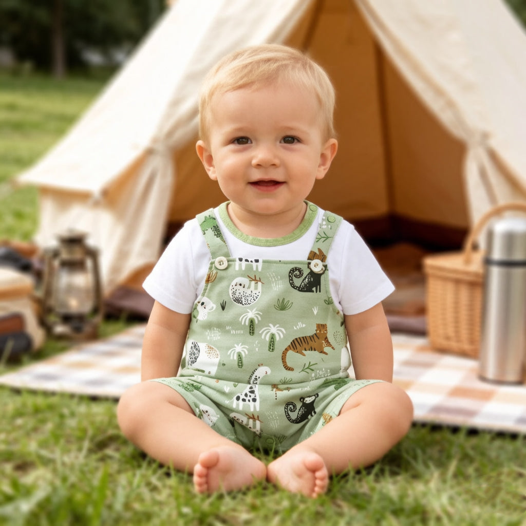Colorful Cartoon Animal Printed Short Sleeve Baby Jumpsuit