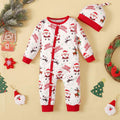 2PCS Cute Letter and Holiday Print Baby Christmas Jumpsuit
