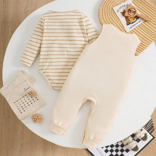 2PCS Adorable Tiger Embroidery Stripe Printed Baby Set